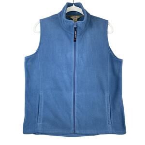 Wms Woolrich Sz L Horizon Blue Full Zip Sleeveless Pockets Golf Vest